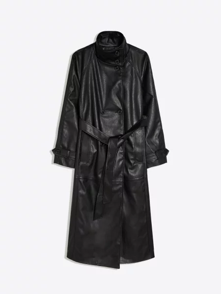 Bershka Přechodný kabát černá