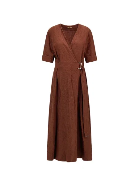Rochie Herno cu volane maro