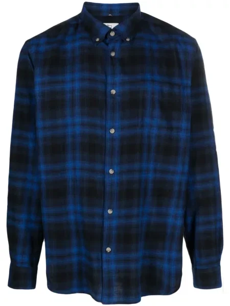 Kostkovaná dlouhá košile Woolrich modrá