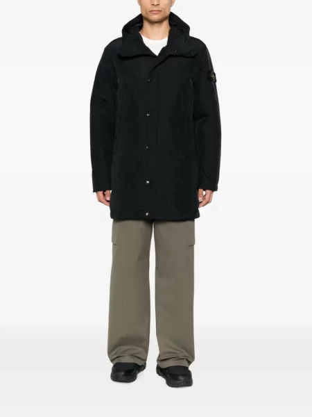 Parka Stone Island s kapucí s kamínky černá