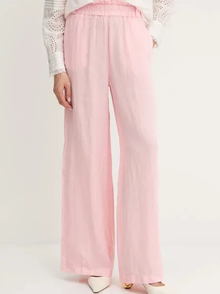 MAX&Co. pantaloni din in lat high waist roz