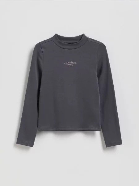 Reserved Bluză din cu broderie gri-închis gri