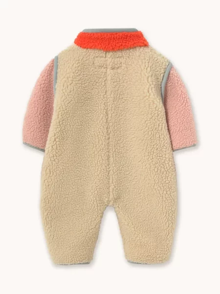 Tinycottons overal dojčenský flísový COLOR BLOCK SHERPA ONE-PIECE béžová