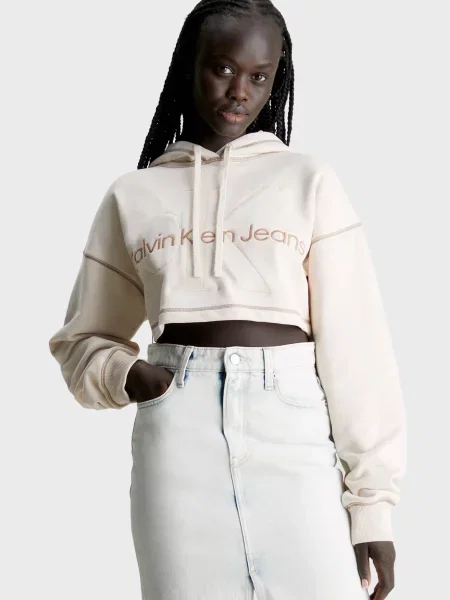 Коротка толстовка Calvin Klein Jeans біла