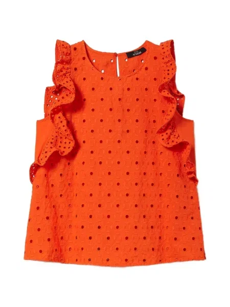 Top Twinset cu broderie portocaliu