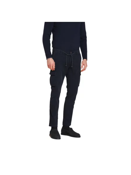 Welurowe spodnie cargo Mason's niebieskie