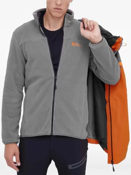 Geacă Jack Wolfskin cu glugă portocaliu