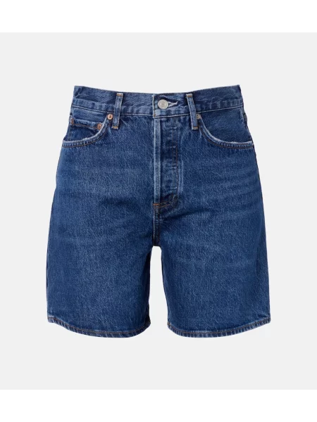 Pantaloni scurți din denim Agolde albastru