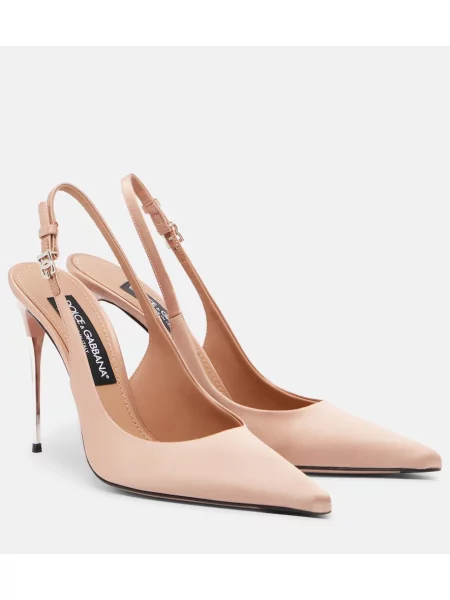 Pantofi cu toc Dolce&gabbana din satin slingback roz