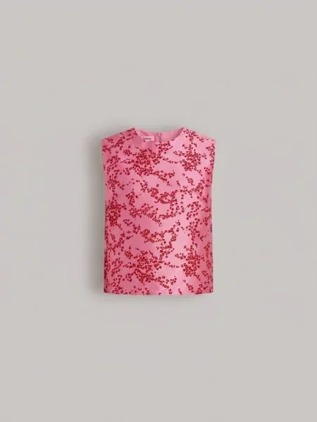 Bluză Alberta Ferretti fără mâneci cu model floral cu imagine roz