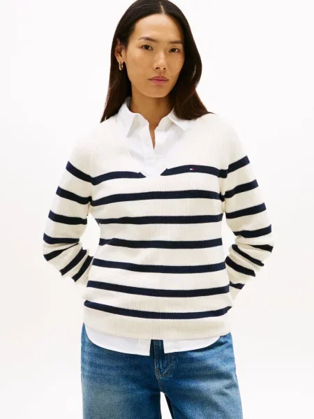 Tommy Hilfiger Sweter z dzianiny Kobiety biały|niebieski w S biały
