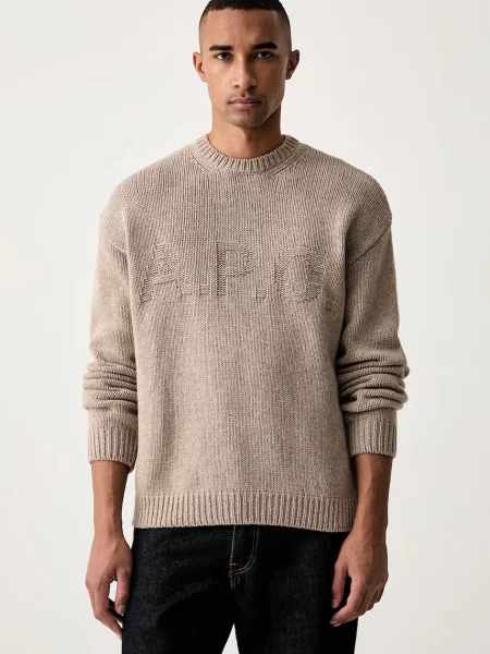 A.P.C. pulover pentru bărbați din lână bej