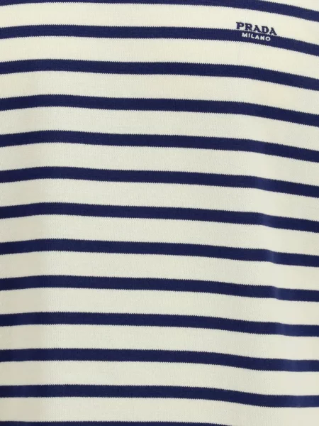 Tricou Prada cu dungi cu decolteu rotund