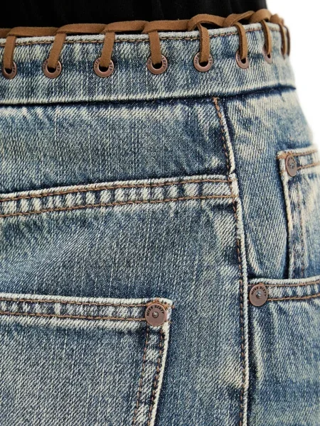 Fustă din denim Miss Sixty cu crăpătură albastru