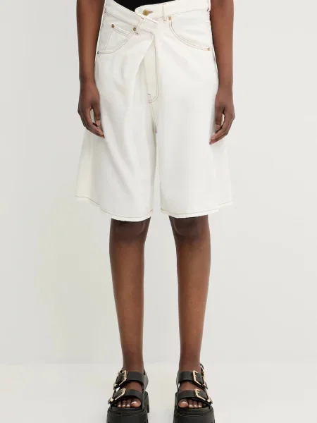 DARKPARK pantaloni scurți Ines uni high waist alb