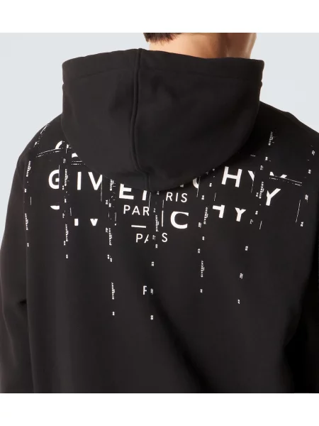 Fleecová mikina s kapucňou Givenchy s autogramom čierna