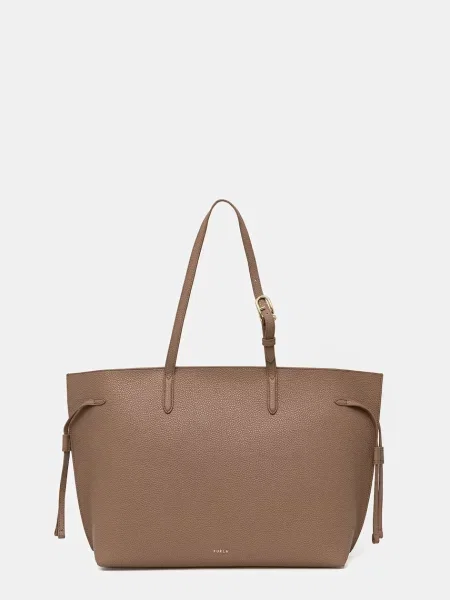 Furla torebka shopper skórzana Ava L Tote brązowa