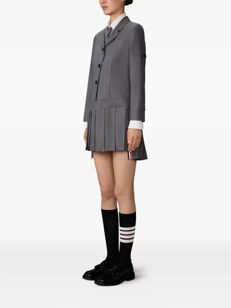 Плисирана костюм мини рокля Thom Browne кепър сиво