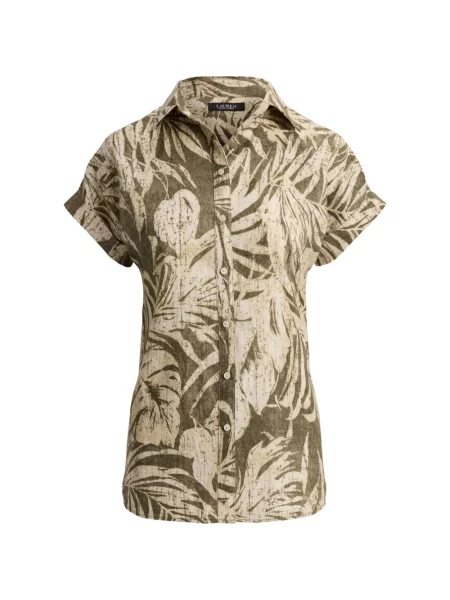 Cămașă Lauren Ralph Lauren de in cu imagine verde