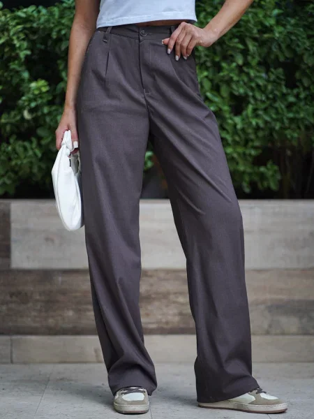 Штани палаццо TeamV віскоза/поліестер коричневий