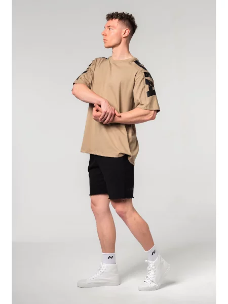 Pánske športové tričko NEBBIA Lifting Club light brown hnedá