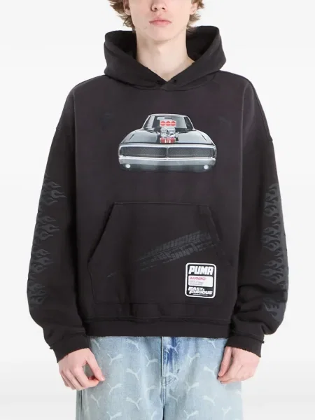 Hanorac cu glugă Puma cu imagine negru