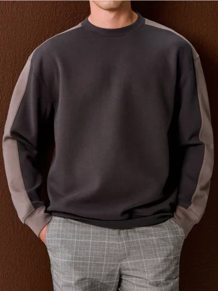 Sinsay Bluza crewneck z lampasami szary