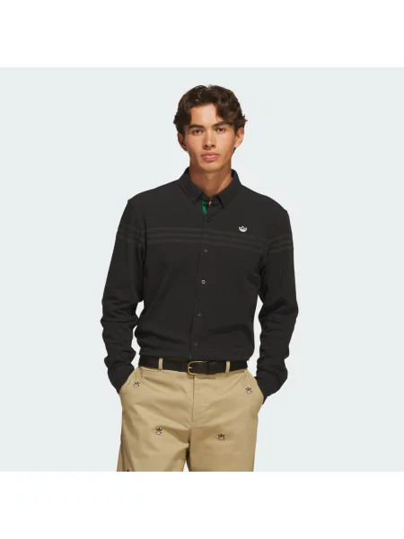 Polo tričko Originals Twistknit Button Up černé