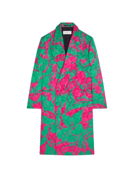 Palton Dries Van Noten cu model floral cu imagine cu două rânduri de nasturi roz