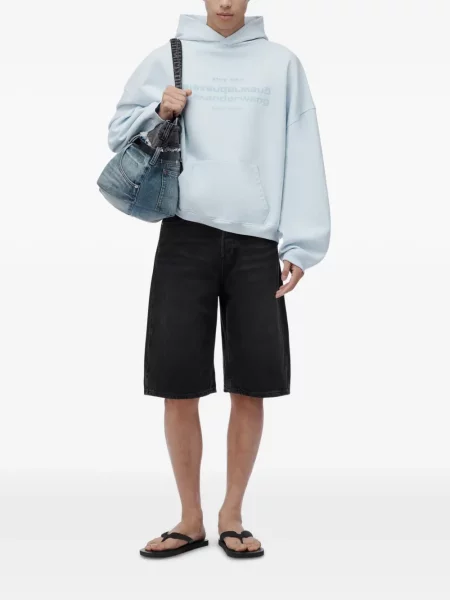 Majica s kapuljačom Alexander Wang s autogramom plava