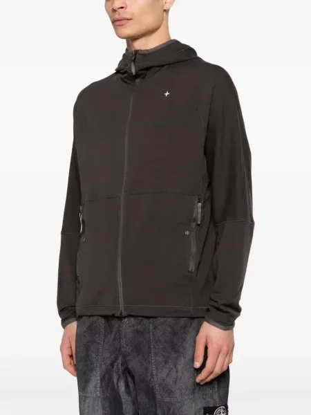 Суичър с качулка Stone Island с качулка камъни сиво