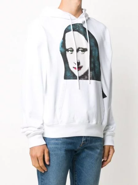 Mikina s kapucí Off-white s potiskem bílá