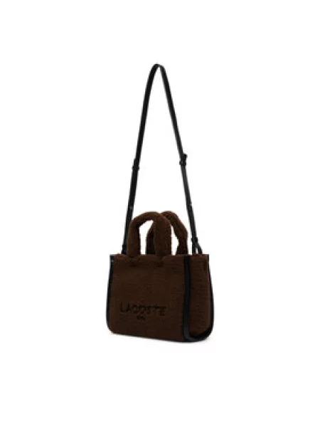 LACOSTE Torba za čez ramo Lacoste Petit sac cabas Heritage Noir/Marron' rjava