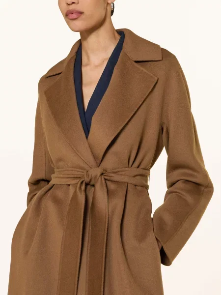 Max Mara Studio Vlněný Kabát Cles světle hnědá