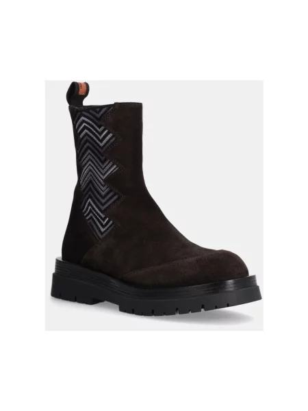 Botki Missoni skórzane brązowe