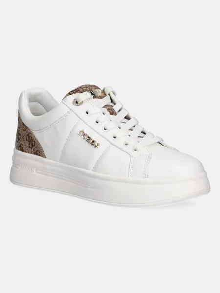 Кожени маратонки Guess WELLI бежово FLFWLL бяло