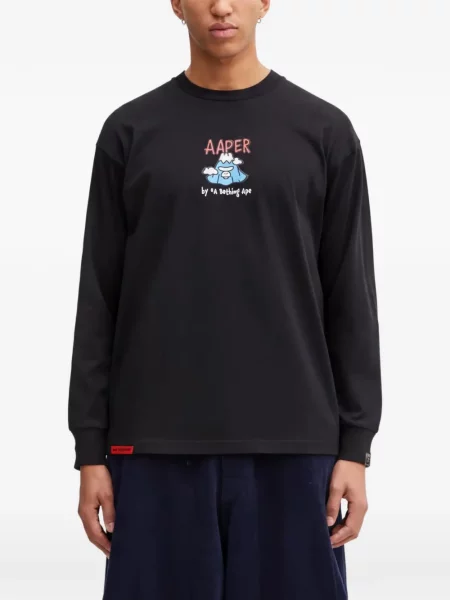 Lung tricou Aape By A Bathing Ape cu imagine negru