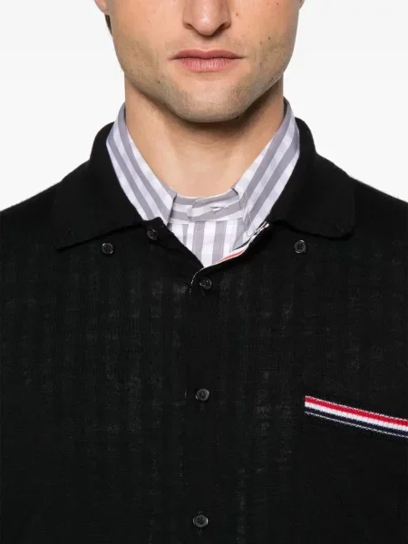 Cardigan Thom Browne de lână cu dungi negru