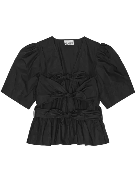 Bluză Ganni cu funde negru
