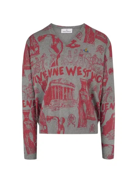 Sweter Vivienne Westwood z dekoltem w serek szary