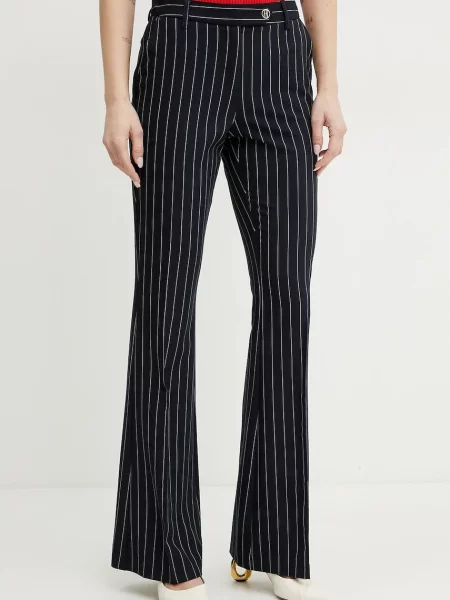 Fracomina pantaloni femei marin evazati high waist albastru