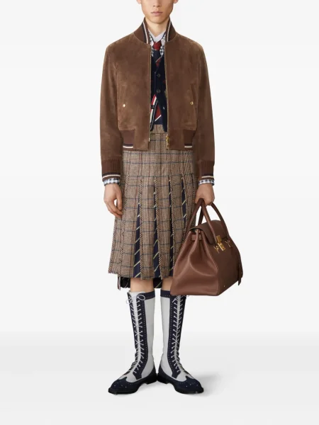 Geacă bomber Thom Browne din piele de căprioară