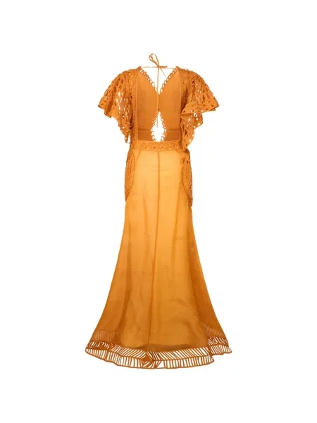 Rochie Alberta Ferretti de mătase portocaliu