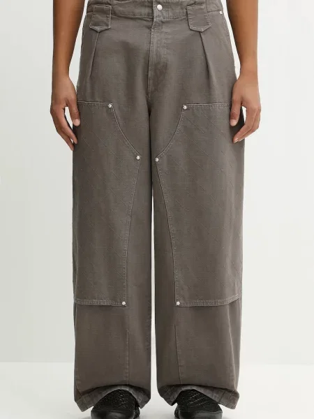 Kenzo pantaloni de Double Knee Pant bărbați drepți maro