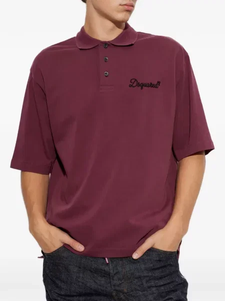 Tricou polo Dsquared2 cu broderie roșu