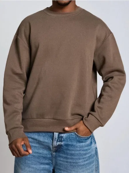 Sinsay Bluza crewneck z nadrukiem brązowy