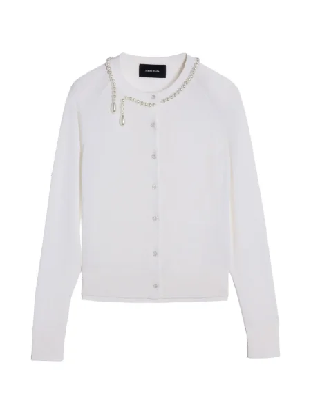 Cardigan Simone Rocha cu perle alb