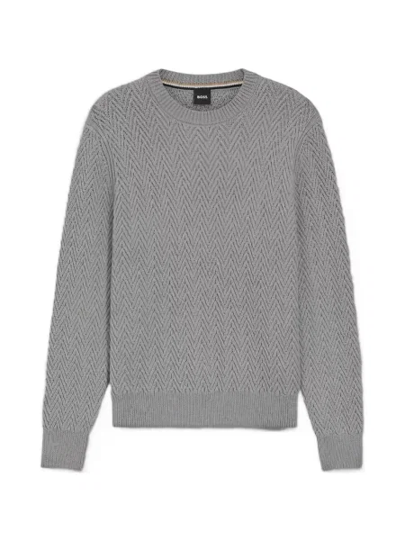 Pulover Boss cu model herringbone gri