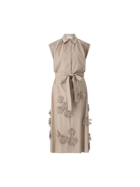 Sukienka midi Meimeij bez rękawów brązowa