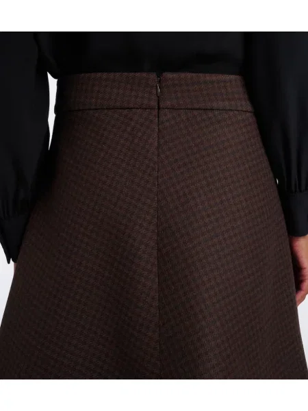 Fustă Gucci de lână în carouri maro